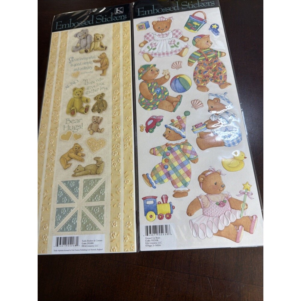 K&Company Embossed Stickers Teddy Bears Scrapbooking